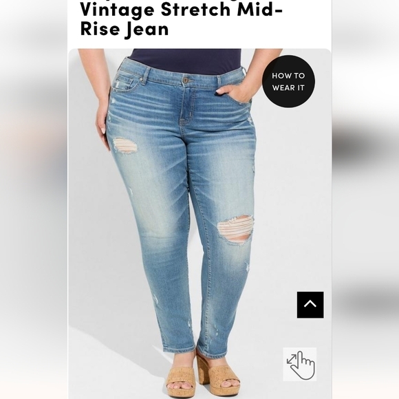 Torrid Boyfriend Straight Vintage Stretch Mid-Rise Jean plus size 26 Short - Picture 7 of 10